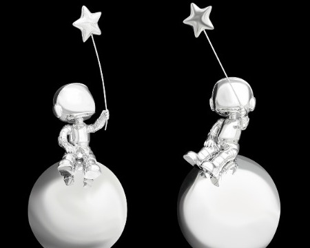 Penseur d'étoiles - polished stainless steel - 31" inch