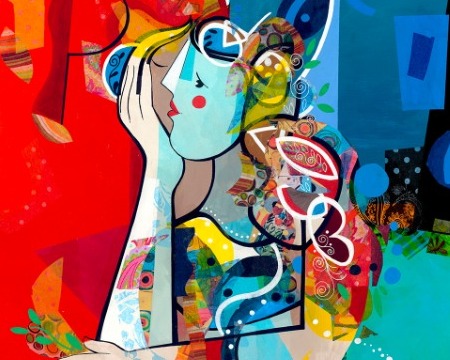 Bonheur de vie - 39" x 31" or 9" x 12"- Lacquer on aluminium