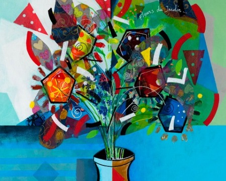 Fleurs du jardin - 100 x 80 cm ou 24 x 30 cm - Laque sur aluminium