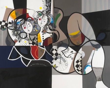 Un amour couleur de la musique - 39" x 31" or 9" x 12"- Lacquer on aluminium