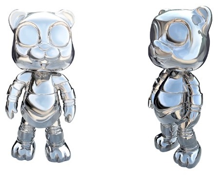Teddy bear - polished stainless steel - 24" inch / 11" inch
