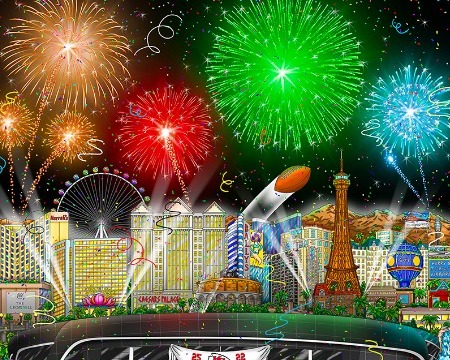 Super bowl LVIII : Las Vegas - 32 x 44 cm - Sérigraphie 3D