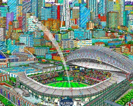 MLB ALL-STAR GAME 2023: SEATTLE - 33 x 42 cm - Sérigraphie 3D