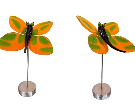 Papillon tacheté orange - Glass sculpture -18" height  x 13" length x 10"width