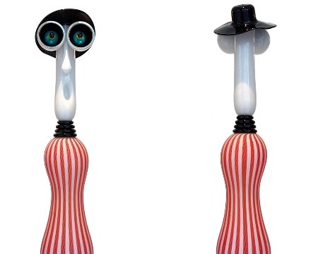 Totem personnage chapeau - Glass sculpture -31" height  x  8" diameter