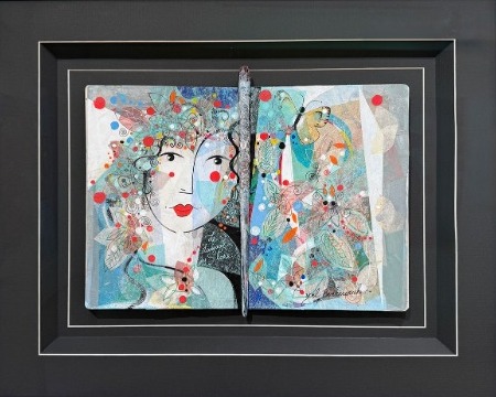 Le langage du slience - 27" x 22" framed - Mix Media