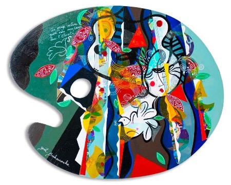 Ton visage restera gravé dans mon coeur - 59 x 47 cm - Acrylique sur bois