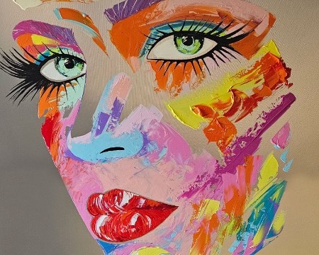 Livia - 39" x 39" - acrylic and cut crystals on mirror