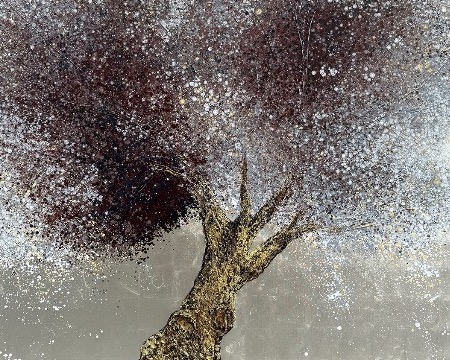 329 Racines - 47" x 47" - Oil on canvas and gold leaf
