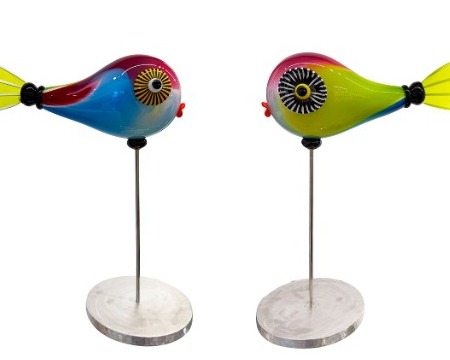 Poisson Tropiques multicolore - Sculpture en verre souffé - H 60 x L 52 x D 22 cm