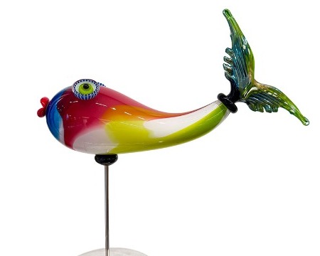 Tropiques multicolore queue irisée - Glass sculpture -21" height  x  21" width x 8" diameter