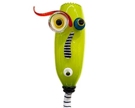 Carnaval vert grand sourcil - Sculpture en verre - H 58 x L19 cm