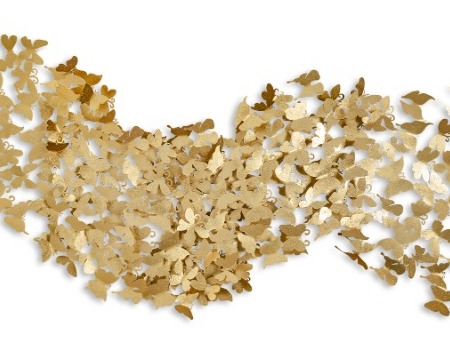 Passing in gold - 198 x 94 - Sculpture murale 3D en métal découpée au laser