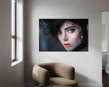 Dundee en intérieur - 39" x 59" - Acrylic paint and resin on metal