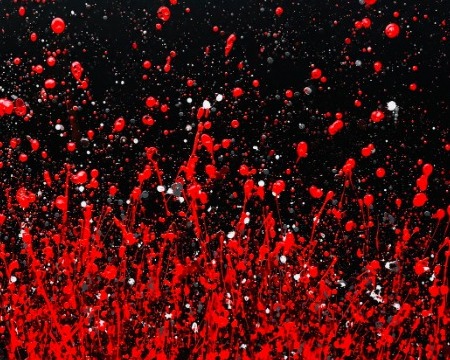 L'éclosion du cosmos - 23,6" x 23,6" - painting on mirror