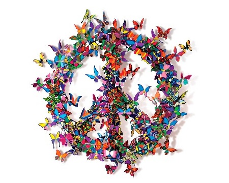The butterfly effect - 100 x 100 / 60 x 60 cm - Sculpture murale 3D en métal découpée au laser