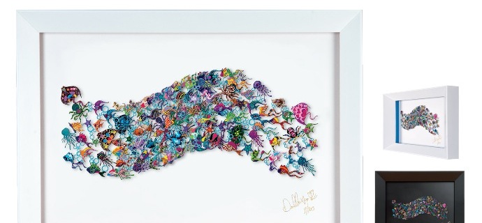 Go with the flow - 50 x 35  cm - Oeuvre sur papier en 3D