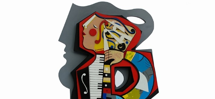 C’est une belle histoire d’amour qui à ta couleur et ton parfum - 28" x 14" x 2,3" - Wood sculpture
