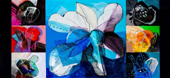 Flowers composition - 46,8" x 46,8" - Lacquer on aluminium