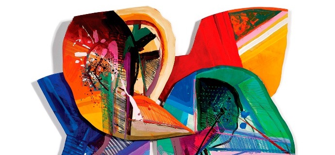 Abstract colors - 39" x 31,2" - Wood sculpture