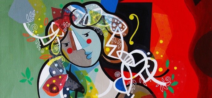 La pudeur de tes gestes - 39" x 31,2" or 9,3" x 11,7" – Lacquer on aluminium