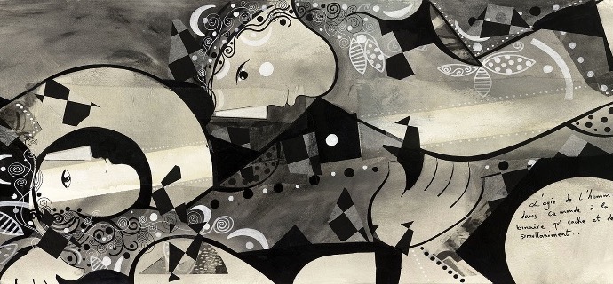 L’agir de l’homme dans ce monde - 46,8" x 15,6" – Lacquer on aluminium
