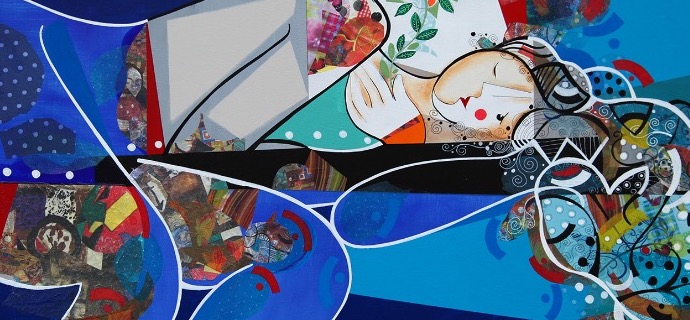 Pensées de ciel - 9,3" x 11,7" – Lacquer on aluminium