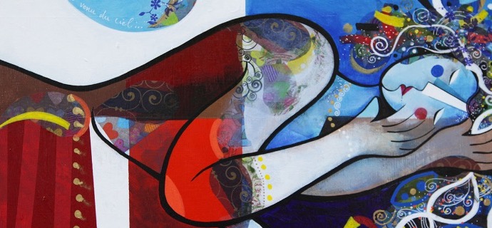 Un ange venu du ciel - 39" x 31,2" or 9,3" x 11,7" – Lacquer on aluminium