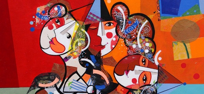 Visages du monde - 39" x 31,2" or 9,3" x 11,7" – Lacquer on aluminium