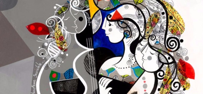 Fil conducteur invisible - 39" x 47" / 39" x 31,2" or 9,3" x 11,7" – Lacquer on aluminium