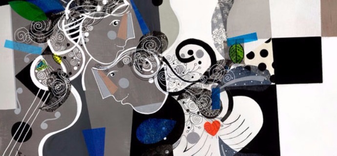 Vers la musique de nos âmes - 39" x 47" / 39" x 31,2" or 9,3" x 11,7" – Lacquer on aluminium