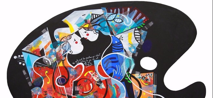 Tes mots sont des papillons - 49" x 37" - Acrylic on wood