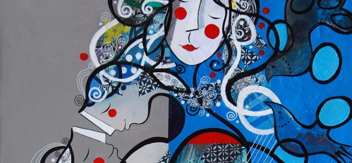 A l'écoute des vibrations profondes de l'être - 39" x 47" / 39" x 31,2" or 9,3" x 11,7" – Lacquer on aluminium