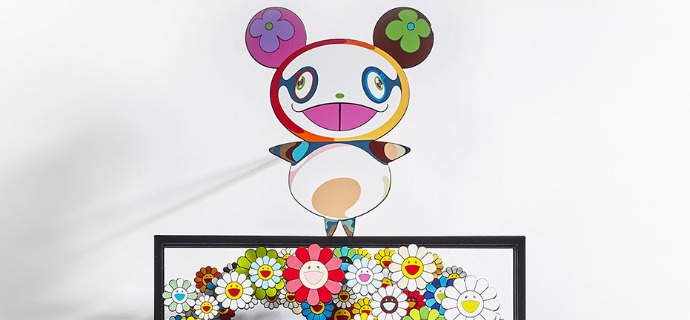 Thinking outside the box # Murakami - 45 x 98 cm - Sculpture murale 3D en métal découpée au laser