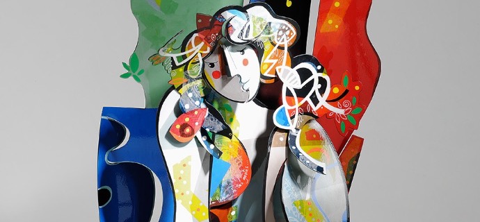 La pudeur de tes gestes - 40" x 26" x 14" - Sculpture 86 x 35 x 45 cm - Sculpture aluminium 3D