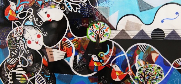 La mémoire de la vie - 9,3" x 11,7" – Lacquer on aluminium