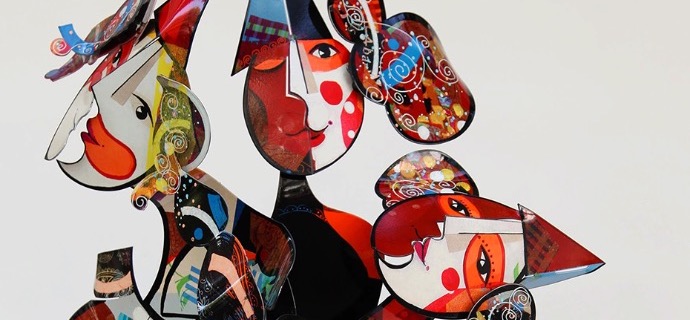 Visages du Monde - 38" x 25"- Sculpture aluminium 3D