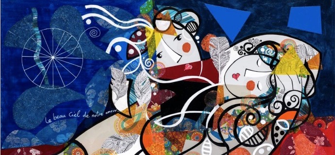 Le beau ciel de notre amour - 31" x 39" – Lacquer on aluminium