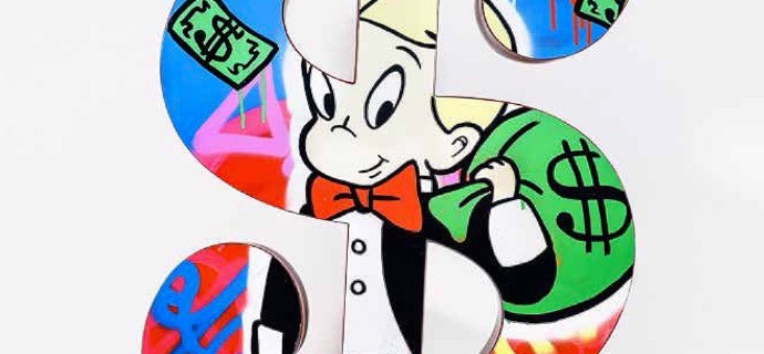 Dollar Richie With Money Bag - 91 x 53 cm - Sculpture