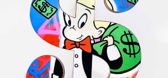 Dollar Richie With Money Bag - 91 x 53 cm - Sculpture