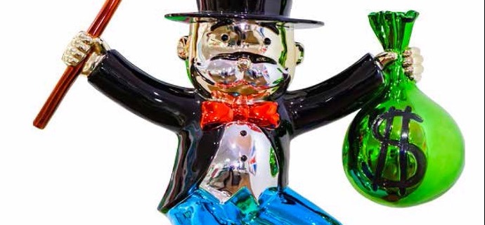 Monopoly Sitting On Money Bag Color - 104 x 76 x 71 cm - Sculpture