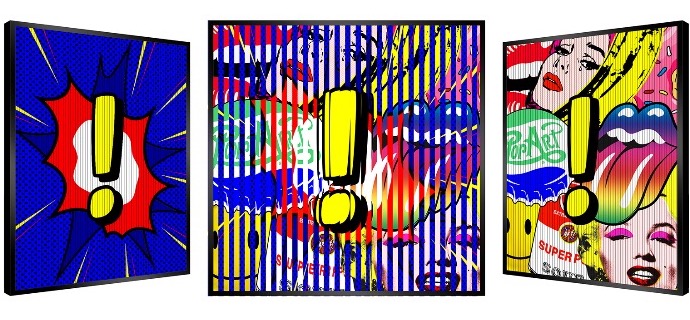 Exclamation pop ! - Kinetic Pop art - 36 x 36 cm