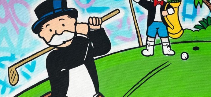 Monopoly Richie $ golf - 122 x 91 cm - Technique mixte sur toile
