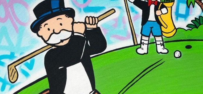 Monopoly Richie $ golf - 48" x 36" inch - mixed media