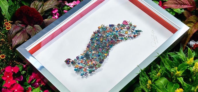 Go with the flow - 50 x 35  cm - Oeuvre sur papier en 3D