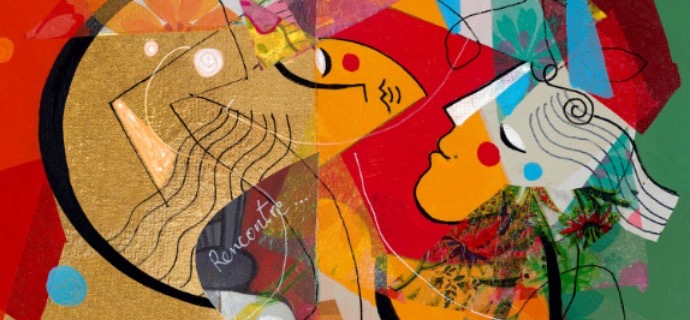 Rencontre - 9" x 12" -  Lacquer on aluminium