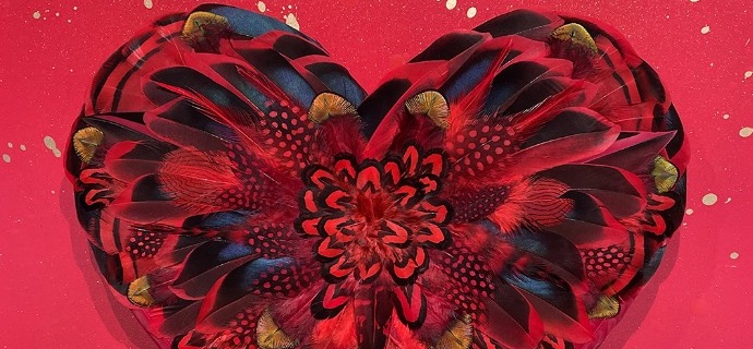 Pocket Love - 45 x 45 cm - Plumes et dessin