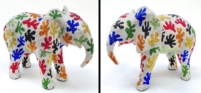 Sweet Love III feat Matisse - 23 x 20 x 30 cm - Sculpture en fibre de verre, peinture acrylique et cristaux Swarovski