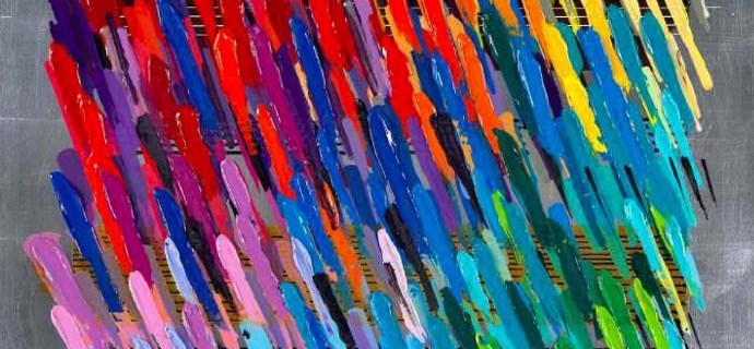 Notes silver - 39" x 39" - Monotype