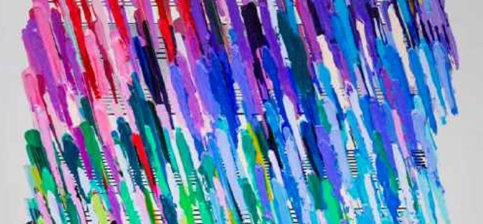 Note silver - vertical - 71" x 47" - Monotype